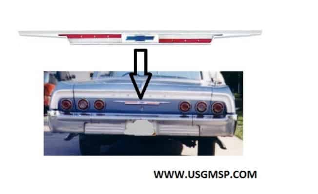 64 Chev Impala/ Bel Air Trunk Emblem Assembly